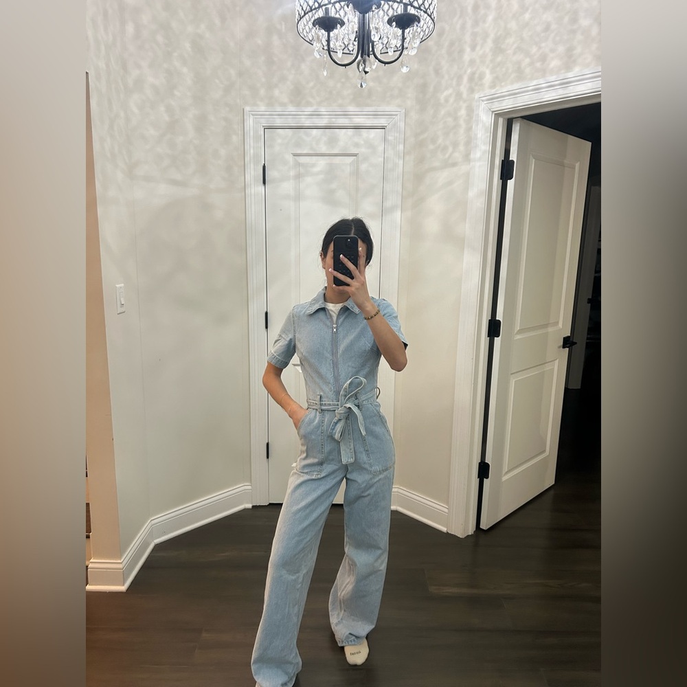 Women's Light Blue Denim Jumpsuit - Picture 4 of 6